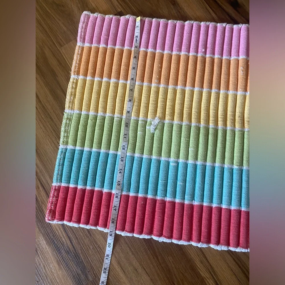 Vibrant rainbow multi-colored bath mat